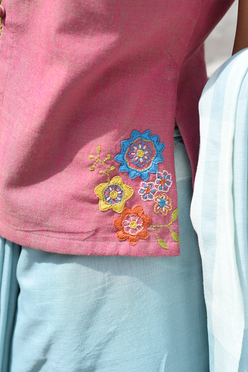 Rangsutra Cheenth Sleeveless Pink Blouse With Pucca Embroidery - Image 4