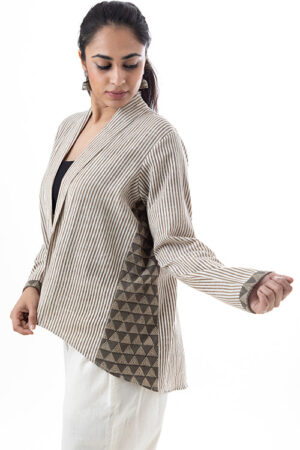 Creative Bee 'BRUMMELL' Natural Dyed Block-Print Handwoven Cotton Business Jacket