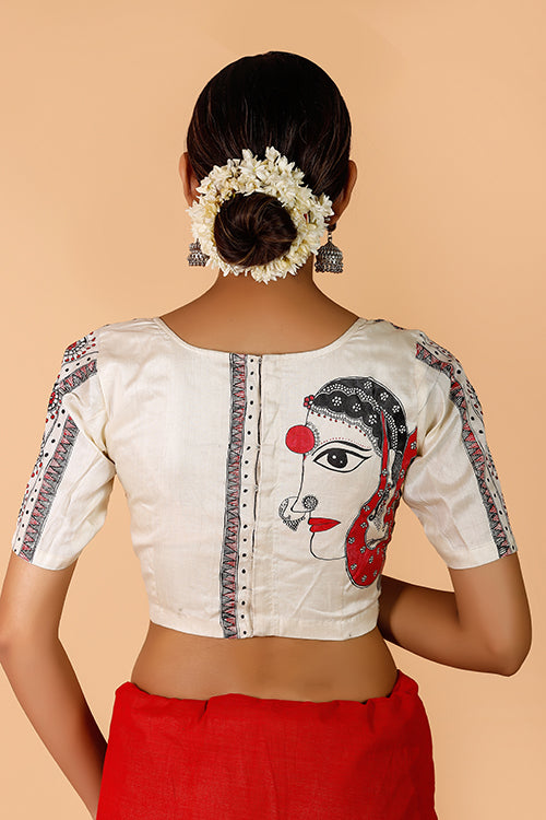 Gubbaro Handpainted Madhubani Sunflower Blouse - Image 4
