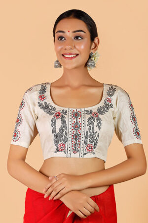 Gubbaro Handpainted Madhubani Sunflower Blouse