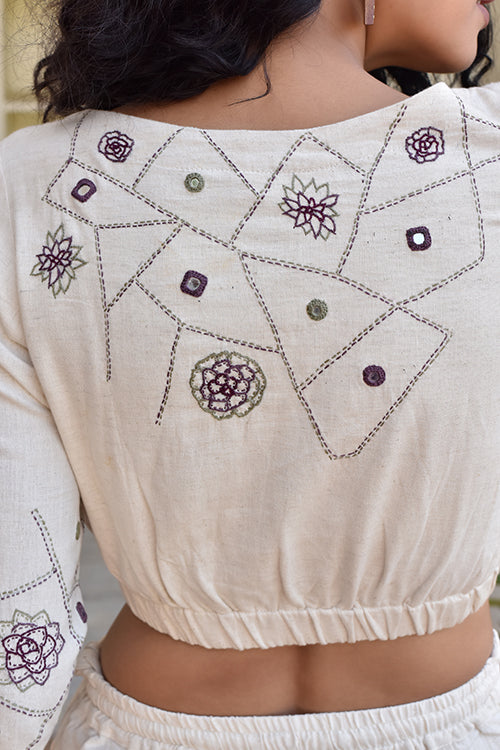Okhai 'Violet''s Wild' Pure Cotton Embroidered Crop Top - Image 6