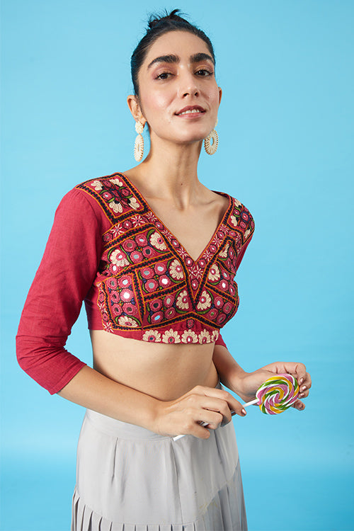 Okhai 'Princess' Kutch Embroidered Pure Cotton Blouse - Image 3
