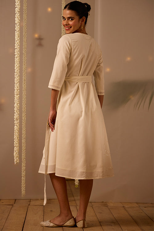 Okhai Lumiere Mukaish and Khaat Bharat work Wrap Dress - Image 3