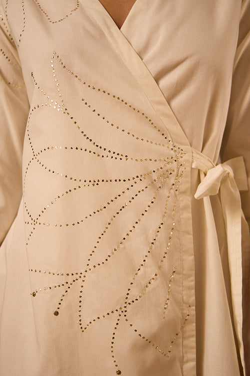Okhai Lumiere Mukaish and Khaat Bharat work Wrap Dress - Image 4