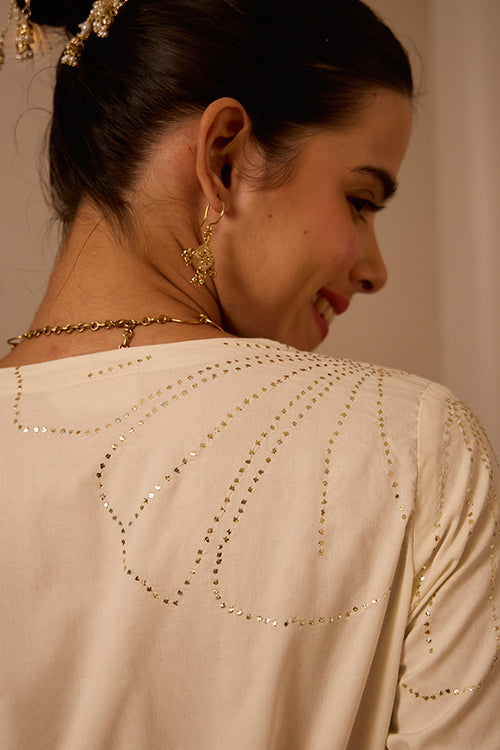 Okhai Lumiere Mukaish and Khaat Bharat work Wrap Dress - Image 6