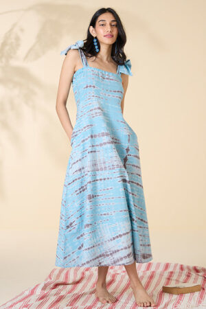 Okhai Laguna lines Tie-and-Dye Pure Cotton Strap Dress
