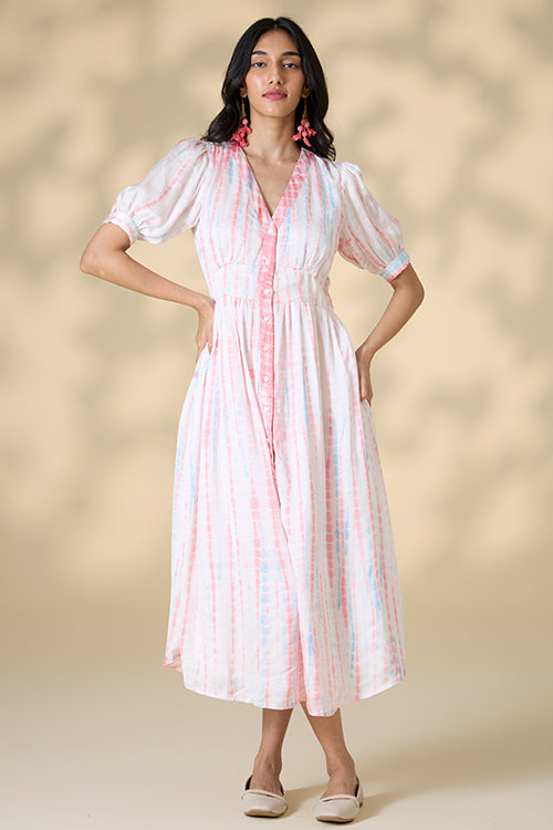 Okhai Skyline Tie-and-Dye Modal Silk Dress - Image 4