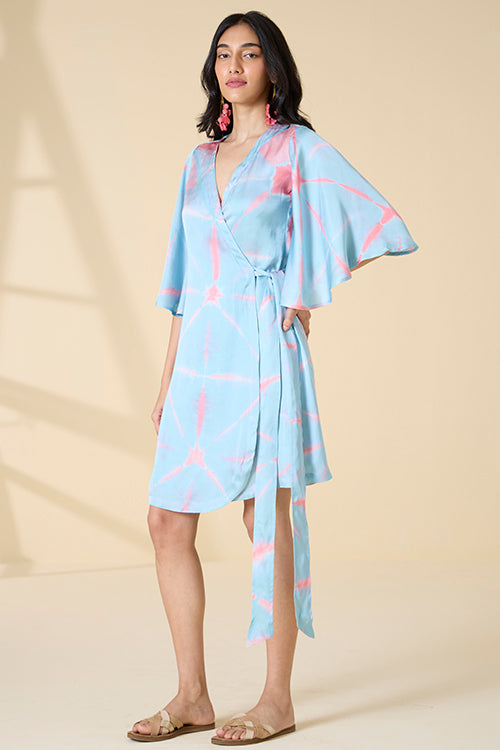 Okhai Athens Tie-and-Dye Modal Silk Wrap Dress - Image 5