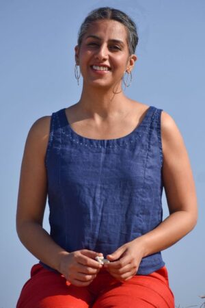 Okhai Firmament Hand-Embroidered Pure Cotton Sleeveless Top