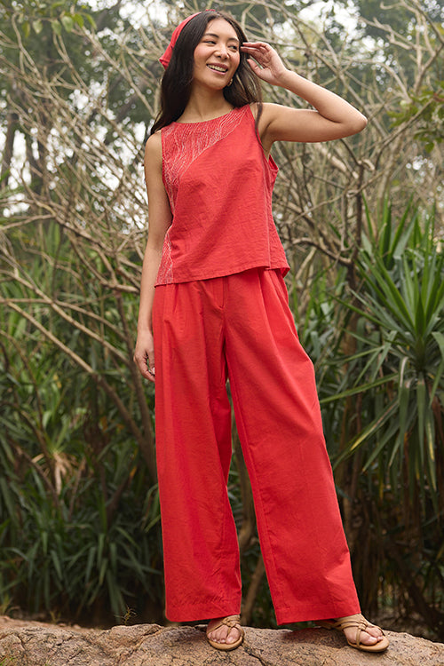 Okhai Twilight Hand-Embroidered Pure Cotton Sleeveless Top - Image 7