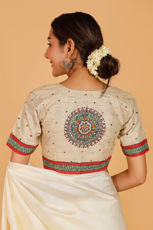 Gubbaro Handpainted Madhubani 'Mithila Motif' Cotton Blouse
