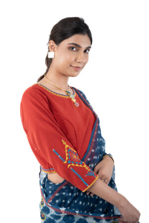 Rangsutra Shifrah Soof Embroidered Red 3-Quarter Sleeve Blouse