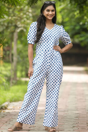 Sooti Syahi Blueberries Hand Block Printed  Jumpsuit