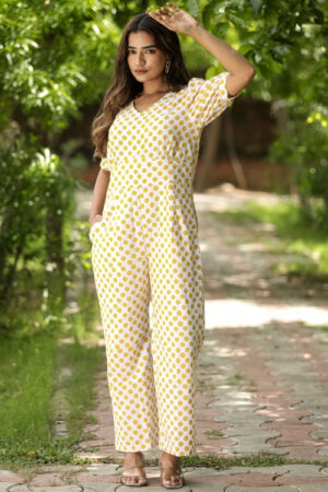 Sooti Syahi Cape Gooseberries Hand Block Printed  Jumpsuit